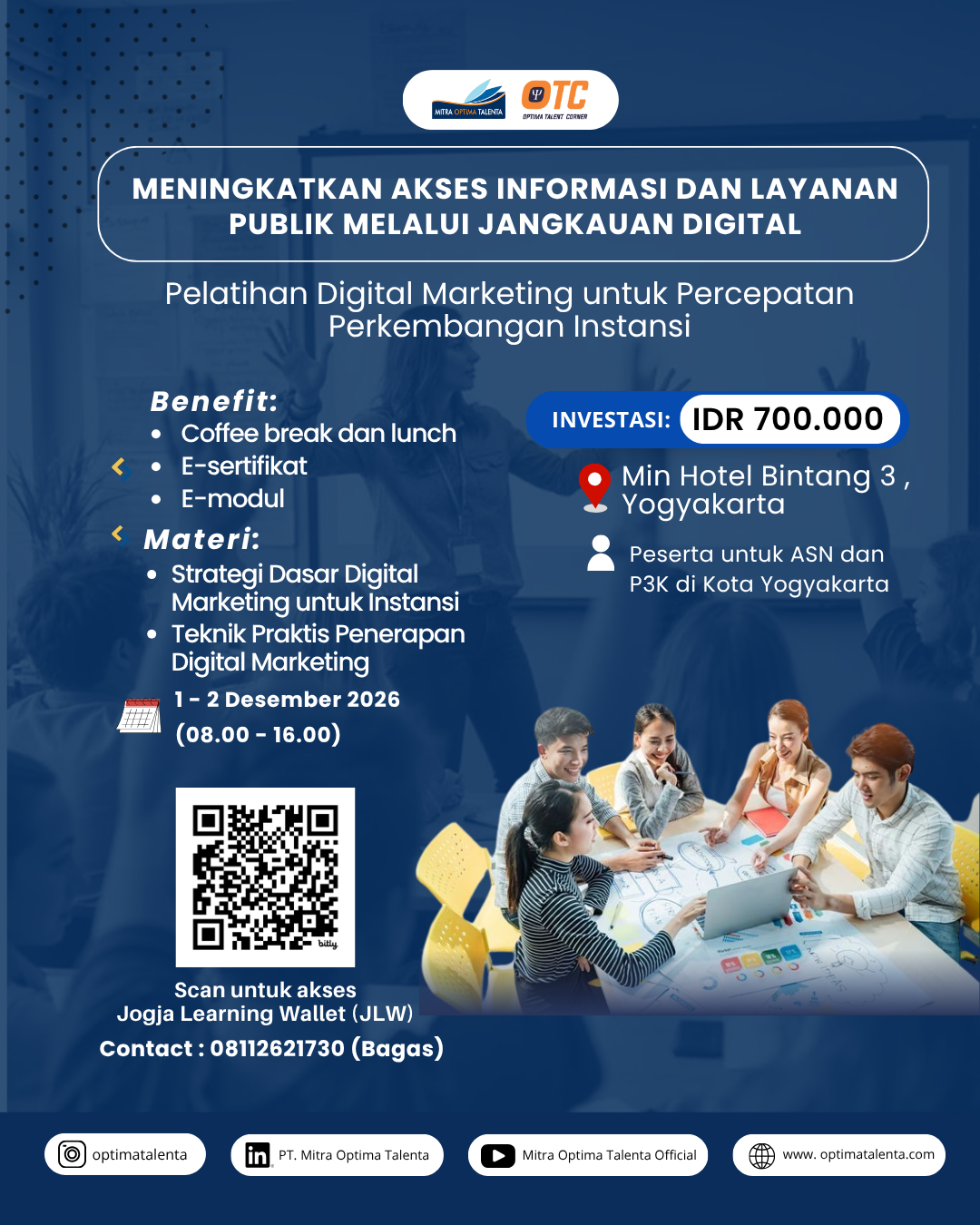Flyer Meningkatkan Akses Informasi dan Layanan Publik melalui Jangkauan Digital: Pelatihan Digital Marketing untuk Percepatan Perkembangan Instansi