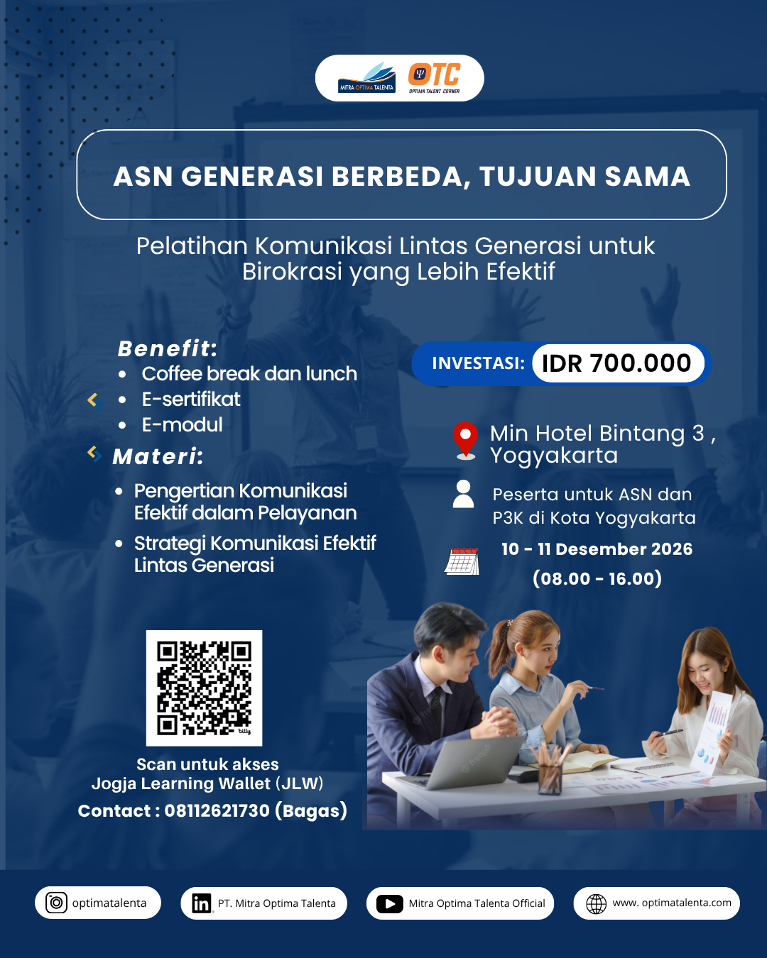 Flyer ASN Generasi Berbeda, Tujuan Sama: Pelatihan Komunikasi Lintas Generasi untuk Birokrasi yang Lebih Efektif