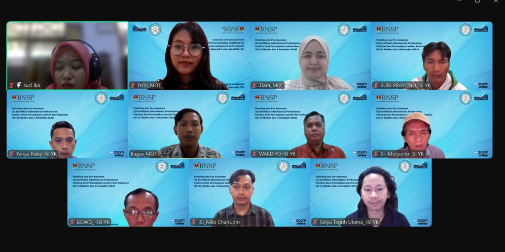 Pelatihan dan Uji Sertifikasi Administrasi Perkantoran Fakultas Seni Pertunjukan ISI Yogyakara Secara Daring